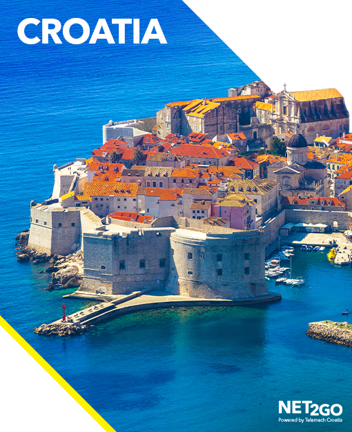 Buy prepaid eSIM with unlimited internet data and enjoy traveling Croatia with Net2Go eSIM plan.