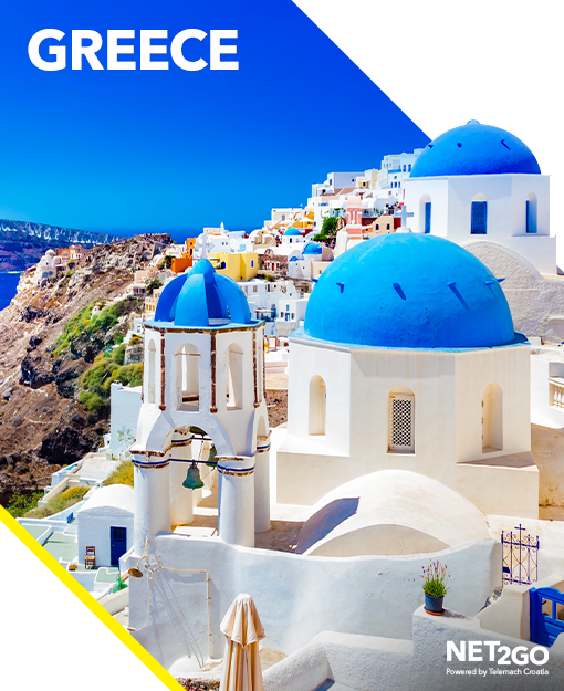 Buy prepaid eSIM with unlimited internet data and enjoy traveling Greece with Net2Go eSIM plan.