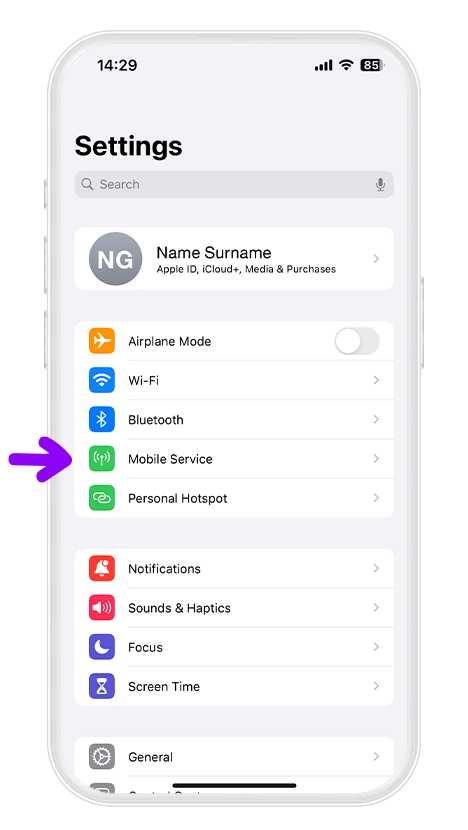 Open Settings on your iPhone