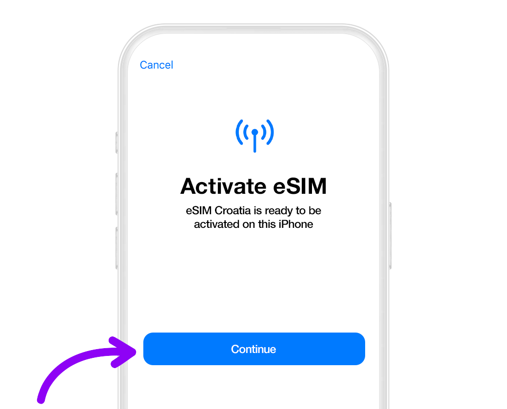 eSIM installation is automatic