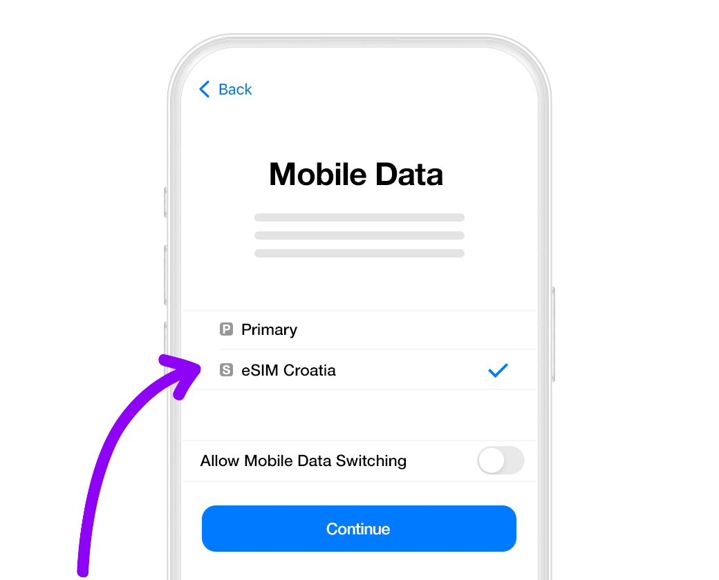 Set-up mobile data